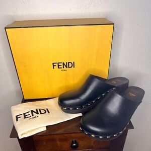fendi clog vitello black size 38